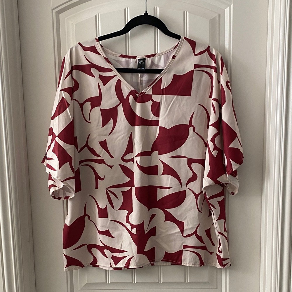 Stylish Red and Tan Women's Blouse